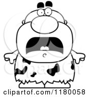 Poster, Art Print Of Black And White Scared Chubby Caveman