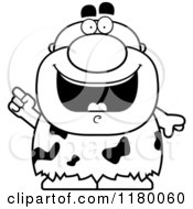 Cartoon Of A Black And White Smart Chubby Caveman With An Idea Royalty Free Vector Clipart