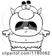 Cartoon Of A Black And White Scared Chubby Goblin Royalty Free Vector Clipart