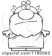Cartoon Of A Black And White Bored Chubby Greek Man Royalty Free Vector Clipart