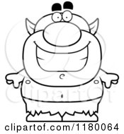 Cartoon Of A Black And White Grinning Chubby Goblin Royalty Free Vector Clipart