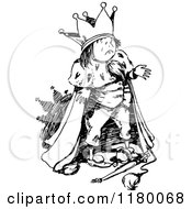 Clipart Of A Retro Vintage Black And White Clueless King Royalty Free Vector Illustration