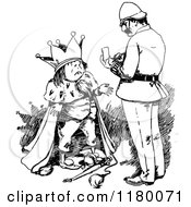 Clipart Of A Retro Vintage Black And White King And Officer Royalty Free Vector Illustration by Prawny Vintage