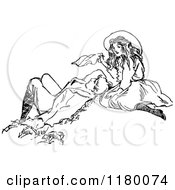 Poster, Art Print Of Retro Vintage Black And White Couple Relaxing