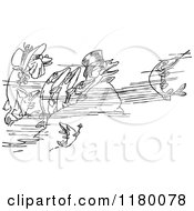 Clipart Of A Black And White Fish Family 3 Royalty Free Vector Illustration