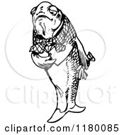 Clipart Of A Black And White Gentleman Fish Royalty Free Vector Illustration