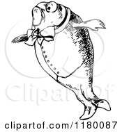 Clipart Of A Black And White Gentleman Fish 2 Royalty Free Vector Illustration