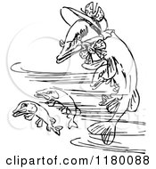 Clipart Of A Black And White Fish Family 2 Royalty Free Vector Illustration