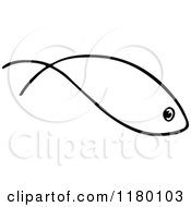 Clipart Of A Black And White Fish 4 Royalty Free Vector Illustration