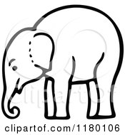 Clipart Of A Black And White Sketched Elephant 2 Royalty Free Vector Illustration