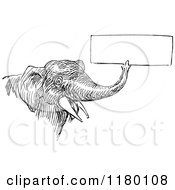 Poster, Art Print Of Retro Vintage Black And White Elephant Holding A Sign With Its Trunk 2