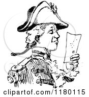 Clipart Of A Retro Vintage Black And White Navy Officer Reading Royalty Free Vector Illustration by Prawny Vintage