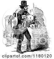 Poster, Art Print Of Retro Vintage Black And White Man Carrying A Cat