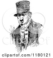 Clipart Of A Retro Vintage Black And White Man Wearing A Top Hat Royalty Free Vector Illustration
