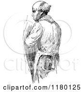 Clipart Of A Retro Vintage Black And White Old Man Royalty Free Vector Illustration