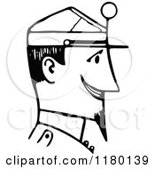 Clipart Of A Black And White Sketched Man Wearing A Hat 6 Royalty Free Vector Illustration