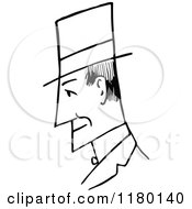 Clipart Of A Black And White Sketched Man Wearing A Hat Royalty Free Vector Illustration