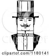 Clipart Of A Black And White Sketched Man Wearing A Hat 2 Royalty Free Vector Illustration
