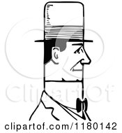 Clipart Of A Black And White Sketched Man Wearing A Hat 3 Royalty Free Vector Illustration