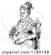 Clipart Of A Retro Vintage Black And White Woman Sitting Royalty Free Vector Illustration