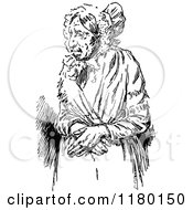 Clipart Of A Retro Vintage Black And White Elderly Lady Royalty Free Vector Illustration