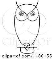 Clipart Of A Black And White Perched Owl Royalty Free Vector Illustration
