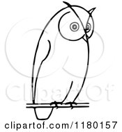 Clipart Of A Black And White Perched Owl 2 Royalty Free Vector Illustration