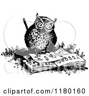 Poster, Art Print Of Retro Vintage Black And White Owl Drawing