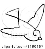 Clipart Of A Black And White Sketched Bird 6 Royalty Free Vector Illustration