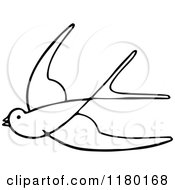 Clipart Of A Black And White Sketched Bird 7 Royalty Free Vector Illustration
