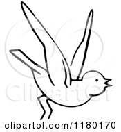 Clipart Of A Black And White Sketched Bird 2 Royalty Free Vector Illustration