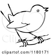 Clipart Of A Black And White Sketched Bird 5 Royalty Free Vector Illustration