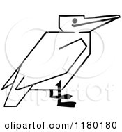 Clipart Of A Black And White Pelican Royalty Free Vector Illustration