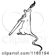Clipart Of A Black And White Mouse With A Paintbrush Royalty Free Vector Illustration by Prawny Vintage