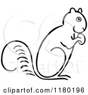 Clipart Of A Black And White Sketched Squirrel 2 Royalty Free Vector Illustration