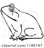 Clipart Of A Black And White Sketched Frog Royalty Free Vector Illustration