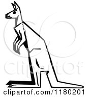 Clipart Of A Black And White Sketched Kangaroo Royalty Free Vector Illustration by Prawny Vintage