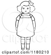 Clipart Of A Black And White Sketched Girl Royalty Free Vector Illustration