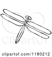 Clipart Of A Black And White Sketched Dragonfly Royalty Free Vector Illustration by Prawny Vintage