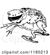 Clipart Of A Black And White Sketched Toad Royalty Free Vector Illustration