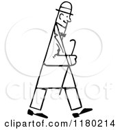 Clipart Of A Black And White Sketched Man Walking Royalty Free Vector Illustration