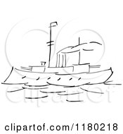Black And White Sketched Steam Boat