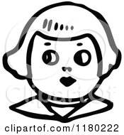 Clipart Of A Black And White Sketched Boy Face Royalty Free Vector Illustration