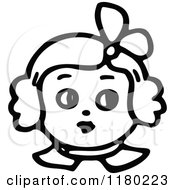 Clipart Of A Black And White Sketched Girl Face Royalty Free Vector Illustration