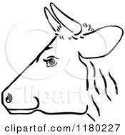 Clipart Of A Black And White Cow Head In Profile Royalty Free Vector Illustration