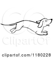 Clipart Of A Black And White Running Dog Royalty Free Vector Illustration