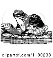 Clipart Of A Retro Vintage Black And White Frog Royalty Free Vector Illustration