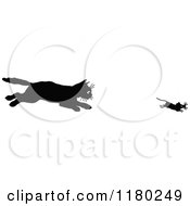 Clipart Of A Retro Vintage Black And White Cat Chasing A Mouse Royalty Free Vector Illustration by Prawny Vintage