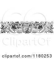 Clipart Of A Retro Vintage Black And White Rule Border Of Vines And Flowers Royalty Free Vector Illustration