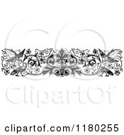 Clipart Of A Retro Vintage Black And White Rule Border Of Vines And Birds Royalty Free Vector Illustration